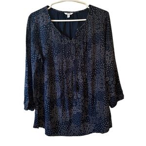 SONOMA FLOWY NAVY DRAWSTRING BLOUSE | S